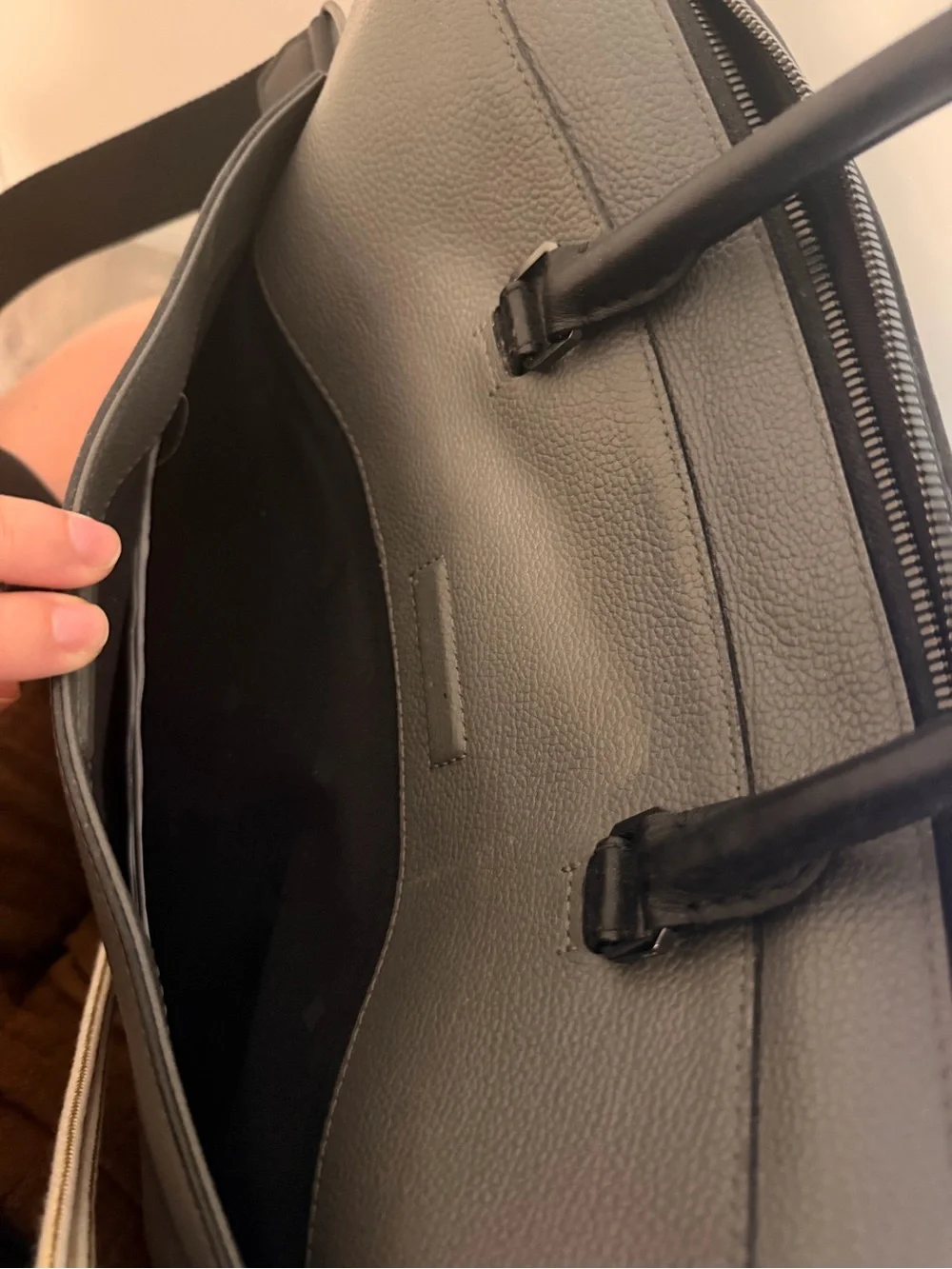 Unisex MCM Vintage Grey Leather Briefcase with Black Trim